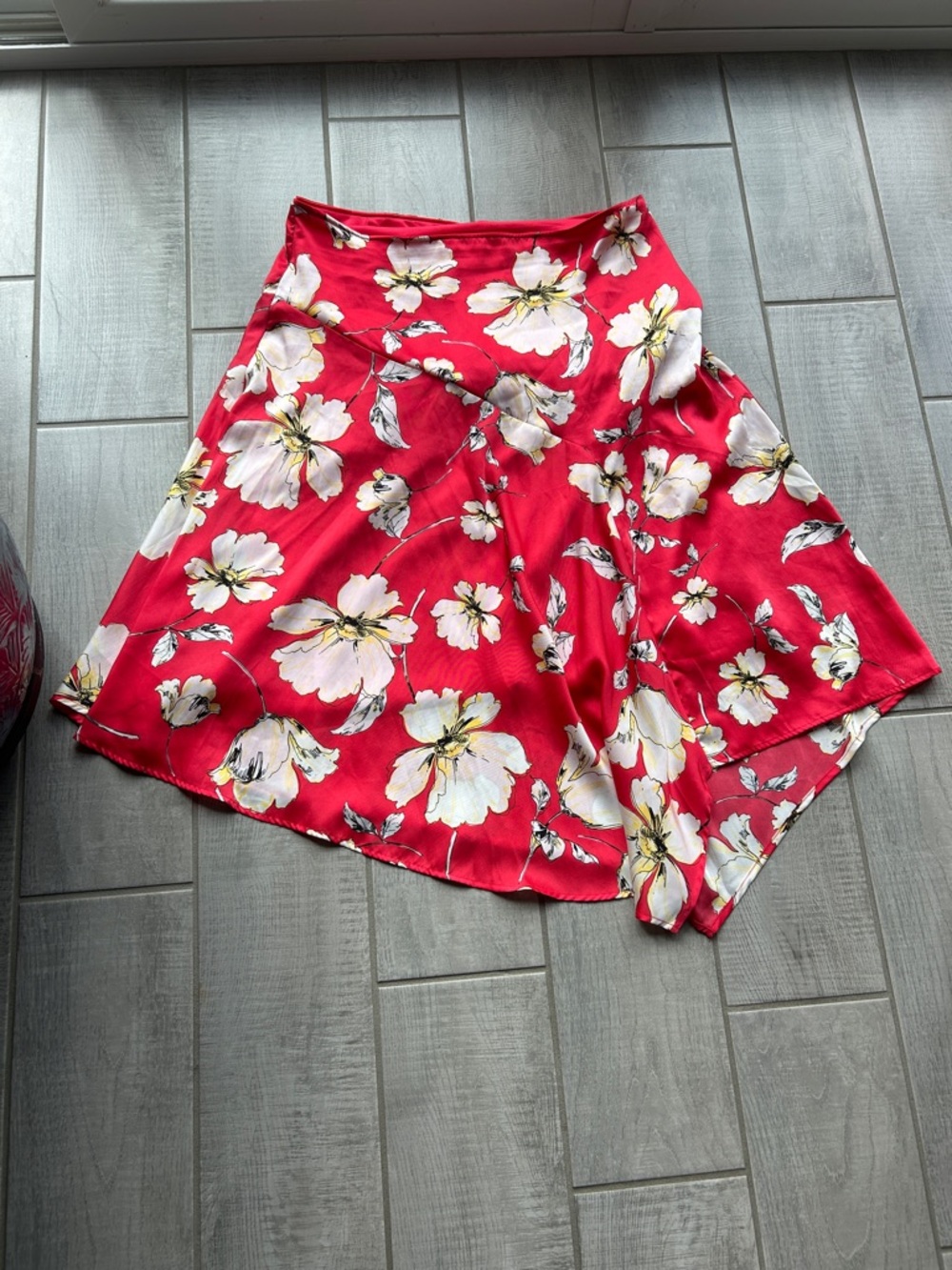Worthington Bright Red Floral Skater Skirt